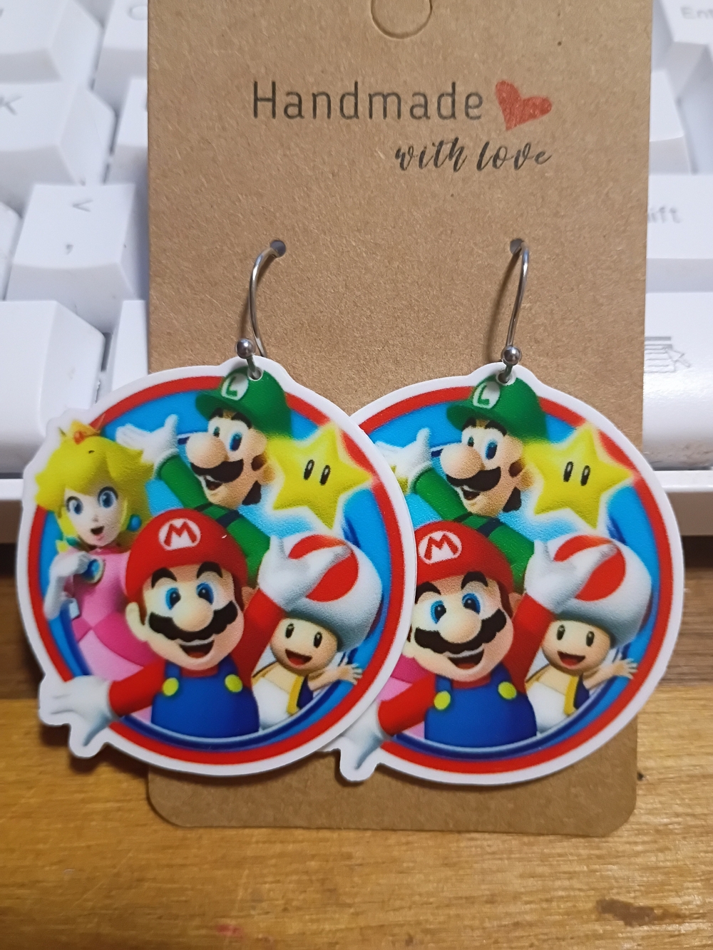 Round Super Mario Luigi Peach Gaming Characters Fashion Earrings